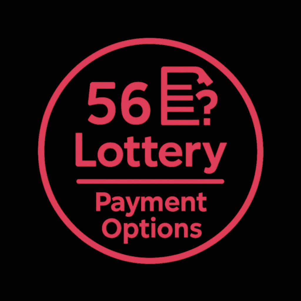 A badge illustrating 56 Lottery Payment Options.