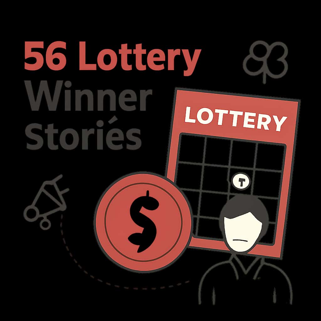 An educational diagram illustrating aspects of 56 Lottery Winner Stories.