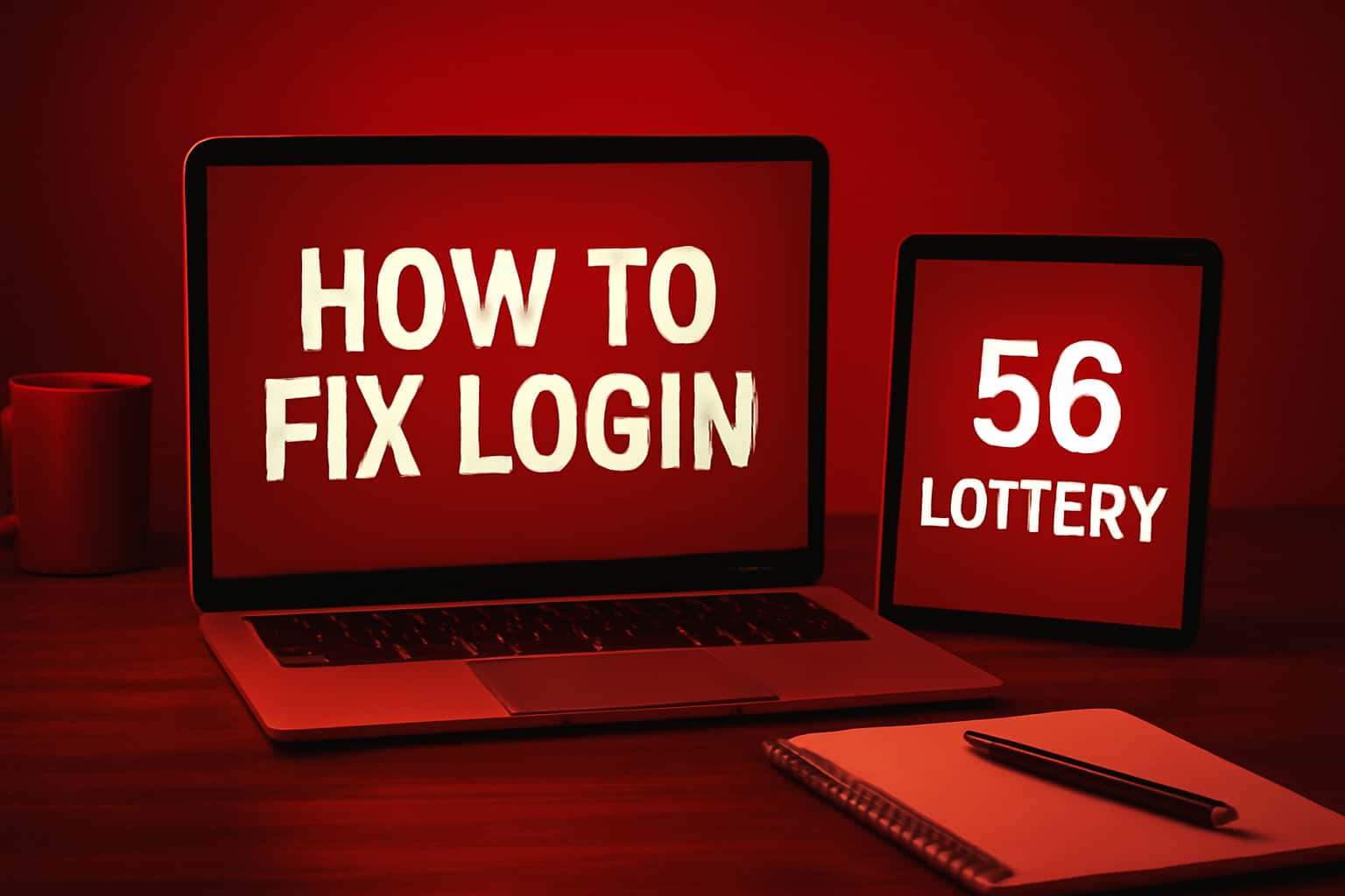 Informational image depicting troubleshooting steps for 56 Lottery login issues.