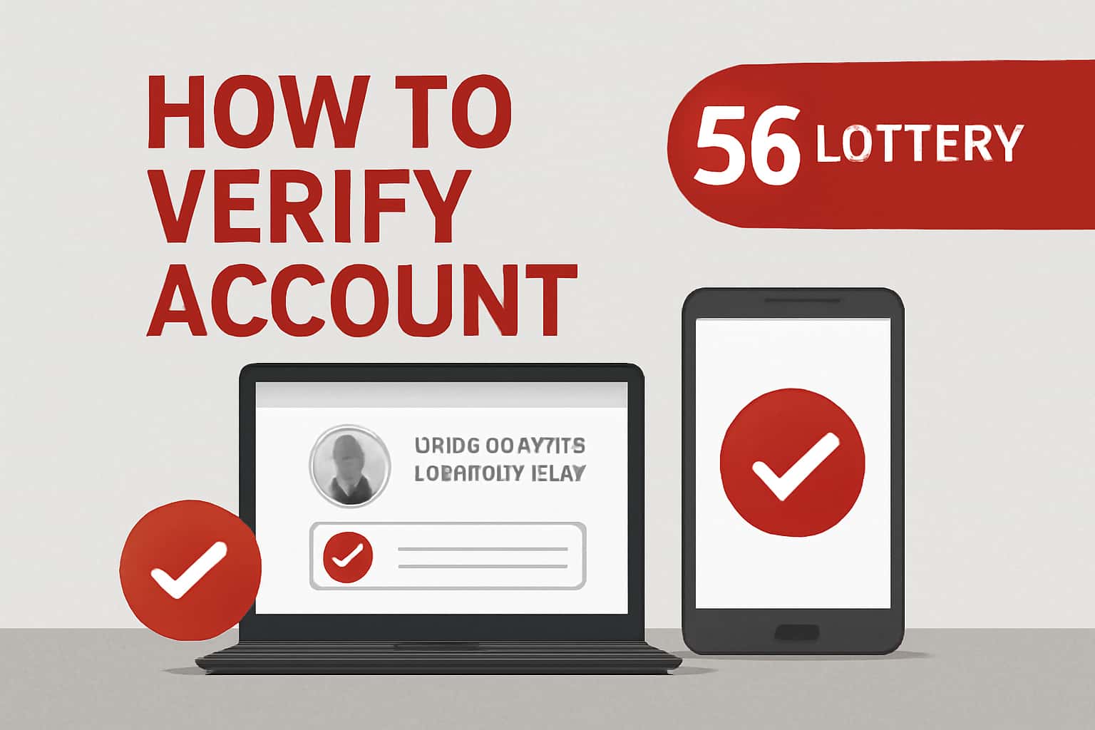 An informational scene depicting the process of verifying a 56 Lottery account.