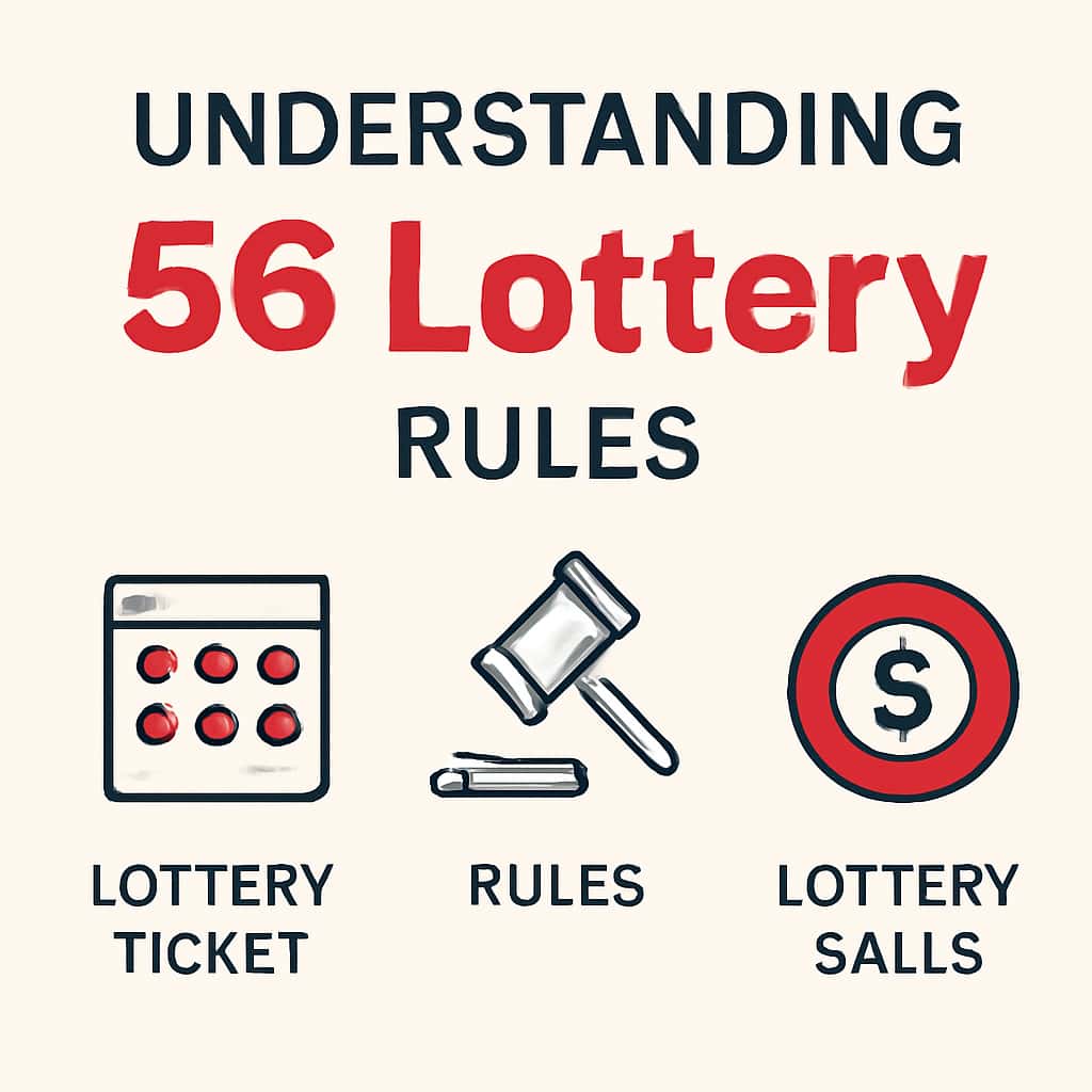 An educational diagram outlining the key rules and procedures for the 56 Lottery.